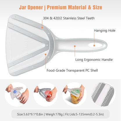 Uinxan Jar Opener for Weak Hands & Seniors with Arthritis - Handheld Manual | Effortlessly Opens Stubborn Screw Lids & Bottle Caps. 304 Stainless Steel. Durable. Patented Kitchen Gadget (Red)