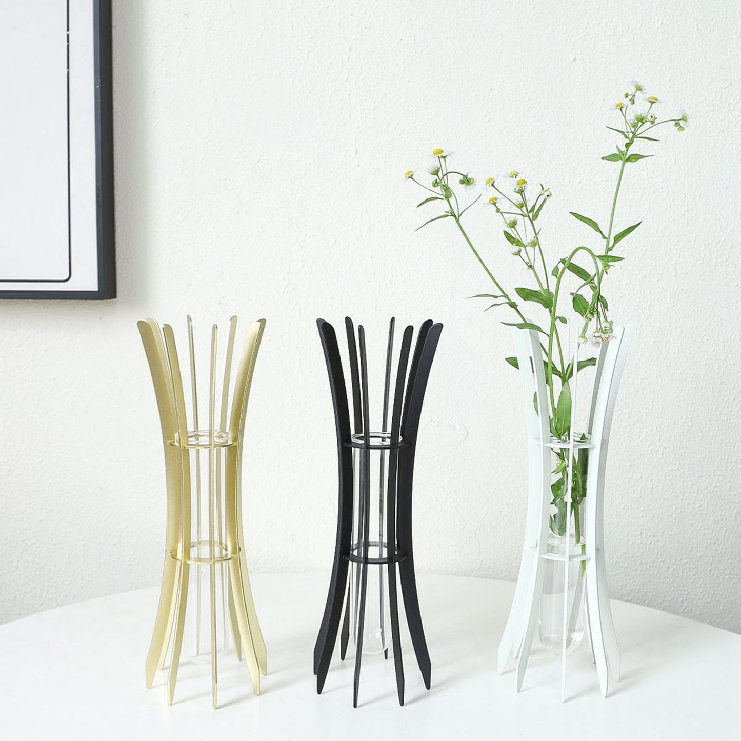 Gcljlmy Hydroponic Plant Glass Tube Flower Vase Desktop Decoration Sturdy Decorative for Plant Propagating Terrariums (White 8x8x24cm)