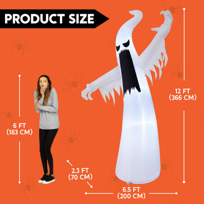 Joiedomi 12 FT Halloween Inflatables Outdoor Decorations, Scary Ghost Halloween Decor, Inflatable Ghost Blow Ups for Yard with LEDs for Outside Yard Decorations