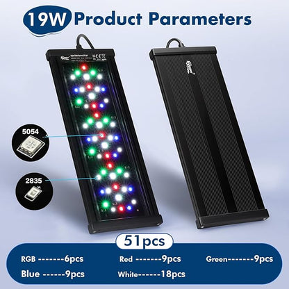 hygger Auto On Off Aquarium LED Light, 4 Mode Lighting Full Spectrum Fish Tank Light 24/7 Timer Colorful Fish/Sun/Nightlight/WRGB Cycle for Freshwater
