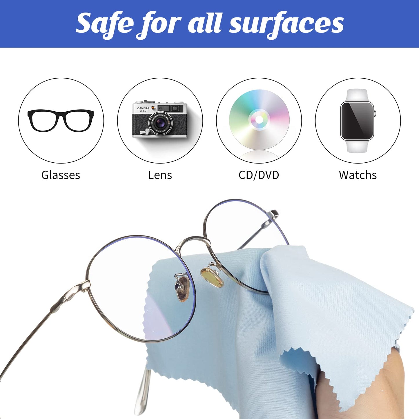 Treela 200 Pcs Microfiber Glasses Cleaning Cloth 6 x 7'' Eyeglasses Cleaner Wipes Lens Screen Cleaning Cloth for Glasses, Cameras Lens, Cell Phone, LCD TV Screens, Laptops, Tablets(Multi Color)