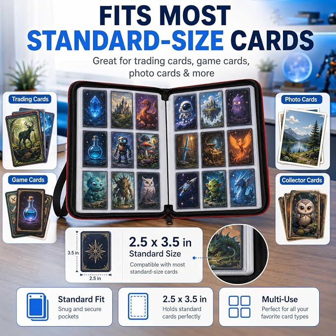 1008 Card Binder 9 Pocket, 3-Ring Trading Card Binder with 56 Page Removable Sleeves, High Storage Waterproof Trading Card Holder Collection Card Album Organizer Case for TCG Cards - Bird