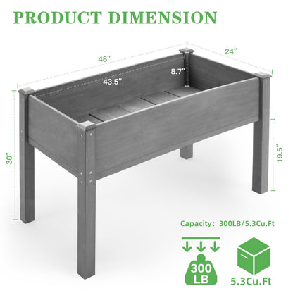 48×24×30 Inch Raised Garden Bed with Legs, Solid Wood Elevated Planter Box Stand with Liner for Outdoor Patio, Backyard & Balcony