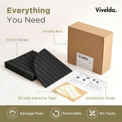 VIVELDA Large Felt Bulletin Board Arched 35" x 24" - Cork Board Alternative for Wall, 6 Felt Tiles with 32 Adhesive Tabs, Stylish Pin Board for Home Office, Bedroom & Classroom (Black)