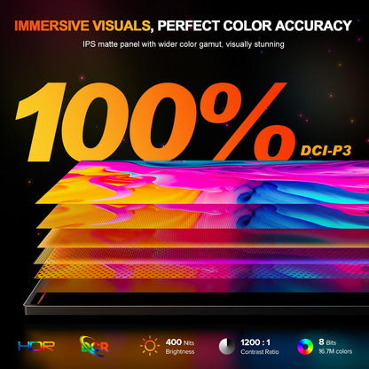 UPERFECT 2.5K 240Hz QLED Portable Monitor, 16" 2560x1600 QHD 100% DCI-P3 400 Nits Portable Gaming Monitor w/Stand & VESA, Adaptive Sync HDMI 2.1 External Screen for Laptop PC Phone Game Console
