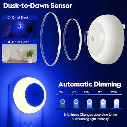 fesnne Night Light, Night Lights Plug into Wall, Dusk to Dawn Sensor, Blue Led Night Light 0.5W, 8 Pack Nightlight for Adults, Bedroom, Bathroom, Hallway, Kitchen