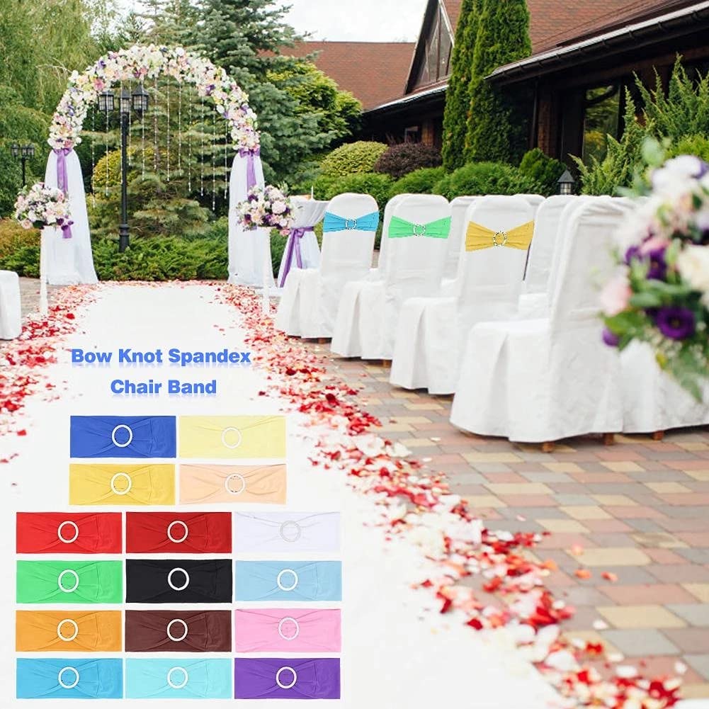 Tvoip 10PCS Chair Cover Stretch Band with Buckle Slider Sashes Bow Wedding Banquet Chair Decoration (Dark Brown)