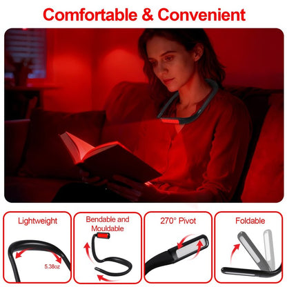 Finezeal 630nm Red Neck Reading Light - Zero Blue Light, Rechargeable Dimmable Portable LED Red Neck Book Lamp for Reading, Crafts, Knitting, Crochet at Night, Ideal Gift for Readers and Craft Lovers