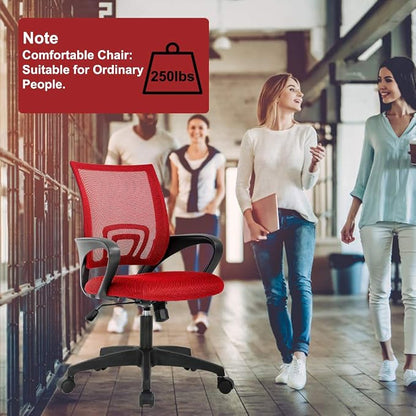 BestOffice Home Office Chair Ergonomic Desk Chair Mesh Computer Chair with Lumbar Support Armrest Executive Rolling Swivel Adjustable Mid Back Task Chair,Red