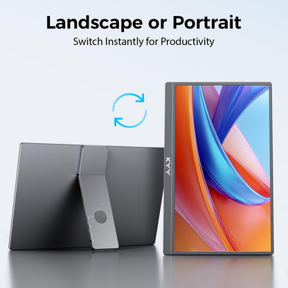 KYY Portable Monitor for Laptop,15.6'' Computer Screen Extender 1080P USB-C HDMI Laptop Display Built-in Stand & Dual Speakers, External HDR Display, Travel Monitor for PC MAC Phone Xbox PS4/5 Switch