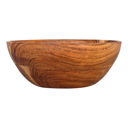 GoCraft Acacia Wood Bowl – 8 Inch Handcrafted Wooden Serving Bowl for Salad, Fruits, Snacks, Mixing or Display | Rustic Natural Finish | Decorative Tableware for Kitchen, Dining & Party Use