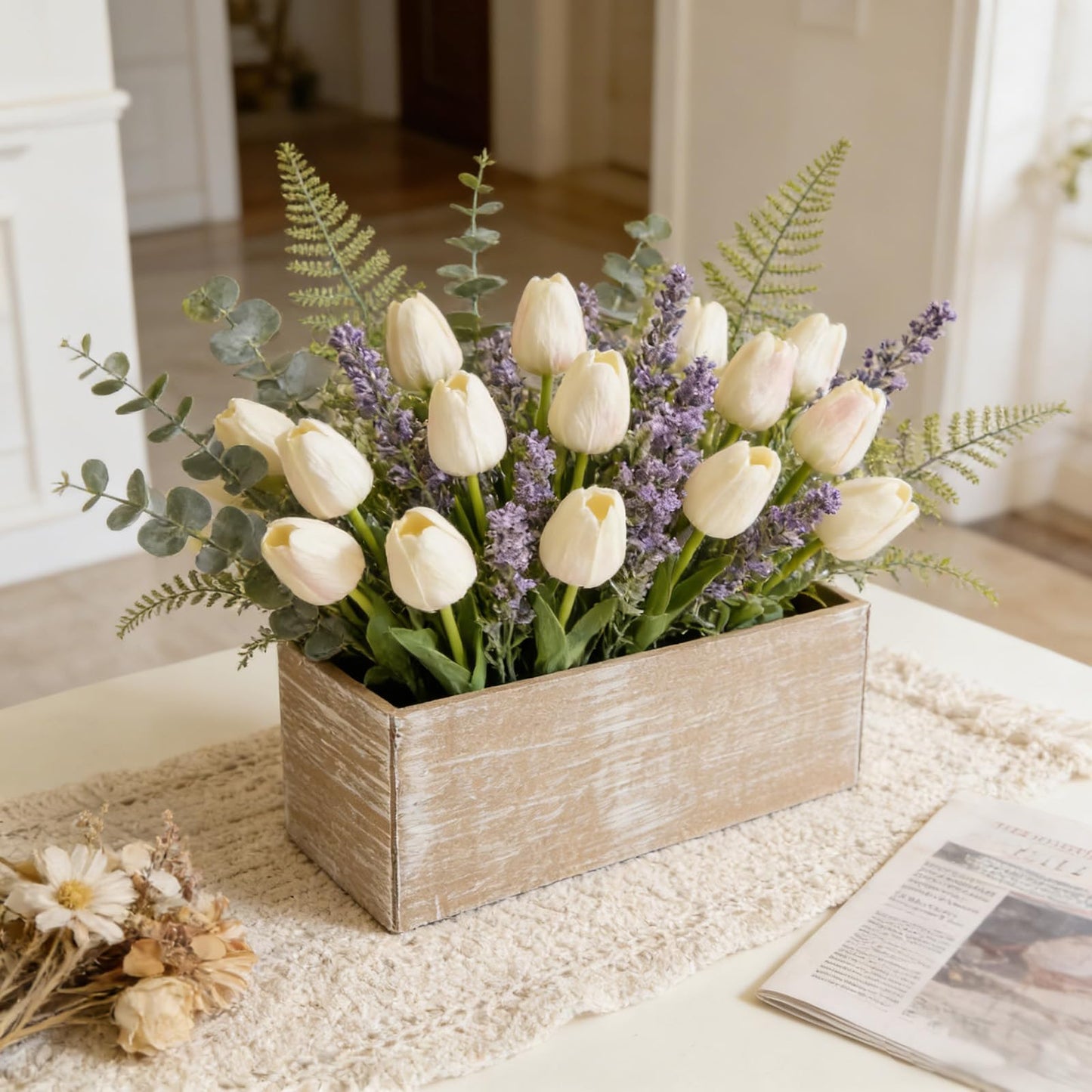LIUXINJIAN-RHX Wood Boxes for Centerpieces 12x4 Inch Rectangle Wooden Planter Box Rustic Wood Planter with Removable Plastic Liner Floral Foam Blocks for Centerpieces Home Wedding Garden Decor (4)