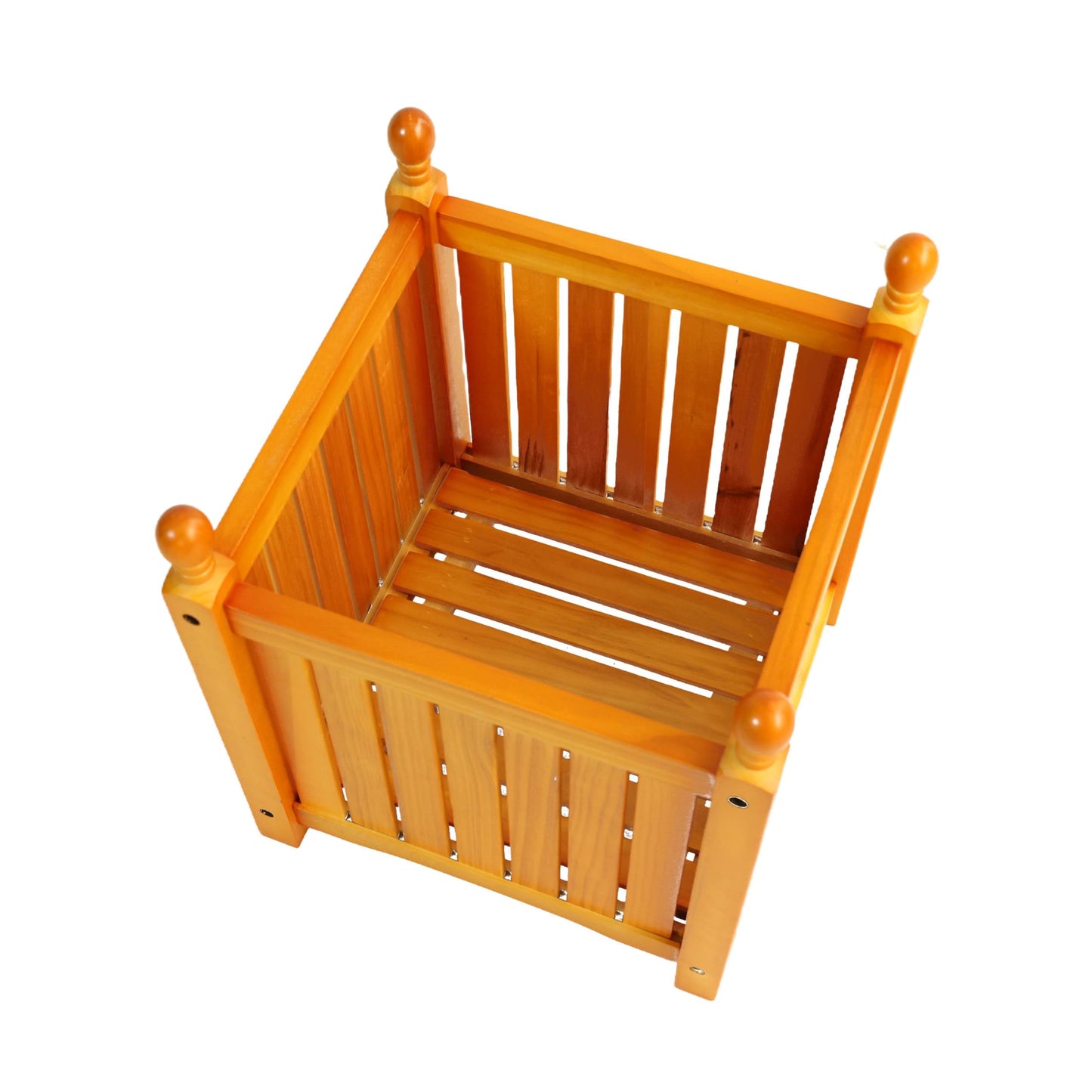 Wood Outdoor Square Wooden Flower and Herb Pot for Garden, Porch and Patio Outside Plant and Vegetable Container,Planter,Teak