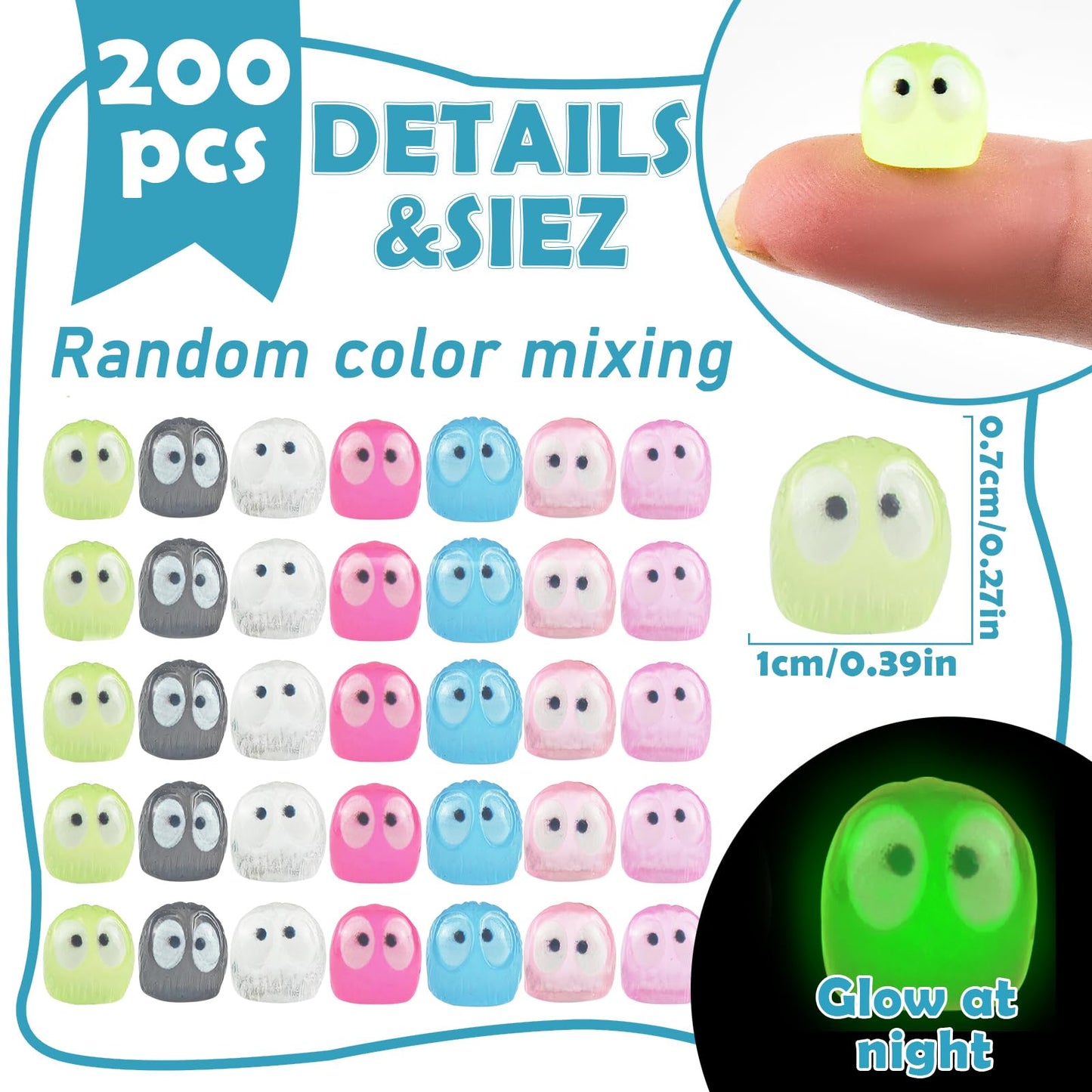 WOZADU 200 PCS Luminous Mini Resin Owl Elves Figurines for Dollhouse Decoration Tiny Ghost Resin Miniature Things for Fairy Garden Micro Landscaping Decoration Cake Toppers Decor
