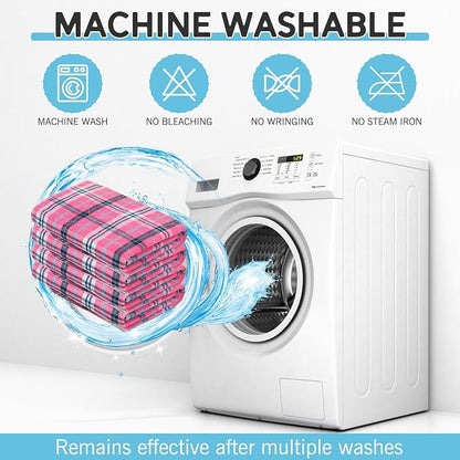 Washable Pee Pads for Dogs - 24”x36” 4PCS, Whelping Pad for Puppy Training, Playpen Crate Bed Floor Protector, Reusable Dog Potty Pads Non-Slip, Super Absorbent & Odor Controlling, Pink Plaid