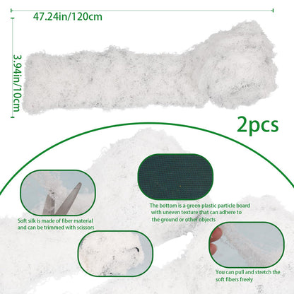 FAICOIA 2 Pcs Fake Moss Table Runner Rolls for Decoration 4" x 47" Artificial Moss for Plants Indoor White Faux Grass for Planters Crafts DIY Table Centerpieces Fairy Garden Floral Wedding 10 x 120cm