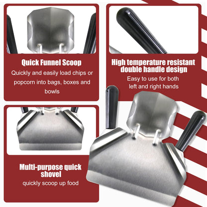 CNQLIS Double Handle Popcorn Scoop and Salt Shaker, Stainless Steel, Silver, 1 Count
