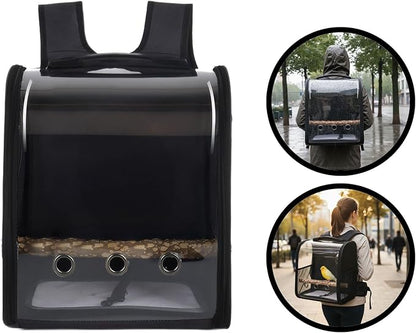 Pet Bird Backpack with Ventilated Acrylic Front and Perch for Travel