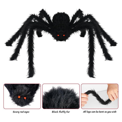 Nirohee Halloween Decorations Outdoor,6 Pack Giant Spider Halloween Party Decor Large Outside Decorations,Scary Spiders with Bendable Legs for Lawn,Yard,Spider Web,Wall,Window