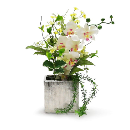 WGV Ceramic Cube Vase Width 4" Height 4" (Fits 3" Pot) Elegant Modern Block Square Floral Planter Terrarium Container Table Dresser for Event Accent Home Office Decor Silver Textured 1 Piece