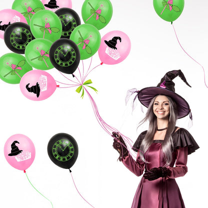 Pink and Green Party Decorations Happy Birthday Banner Balloons Cupcake Toppers and Cake Toppers for Girls Women Baby Shower Princess Witch Birthday Party Decorations