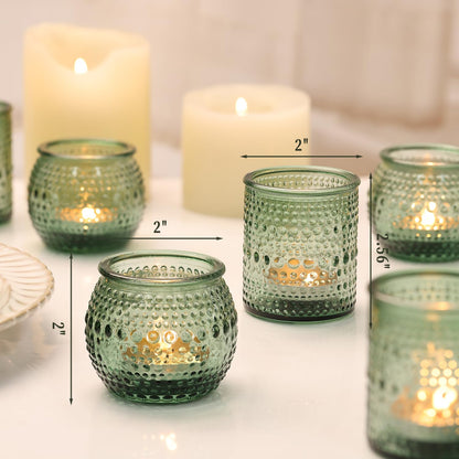 16 Pcs Green Candle Holder for Wedding Table Decor-Green Votive Candle Holders for Rustic Wedding Centerpieces, Bridal Shower Decor, Tea Party Decorations