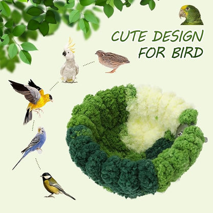 Admaison Bird Nest for Cage,Plush Hanging Bird Bed for Parakeet,Breeding Bird House for Conure,Budgie,Cockatiel,Lovebird,Canary,Finch,Hamster,Small Pets,Warm Nest (Green, S)