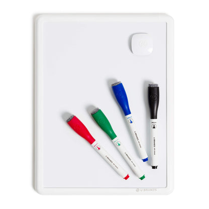 U Brands Contempo Magnetic Small Whiteboard, 8.5” x 11”, White Modern Frame, Mini White Board for Students, Fridge and Locker Dry Erase Board, Includes 4 Markers & Magnet