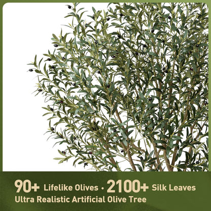 Verinatural Olive Tree Artificial Indoor 8ft - Large Fake Plants - Realistic Faux Olive Tree in Pot - Tall Artificial Plants for Home, Patio, Living Room, Office Decor,VN138