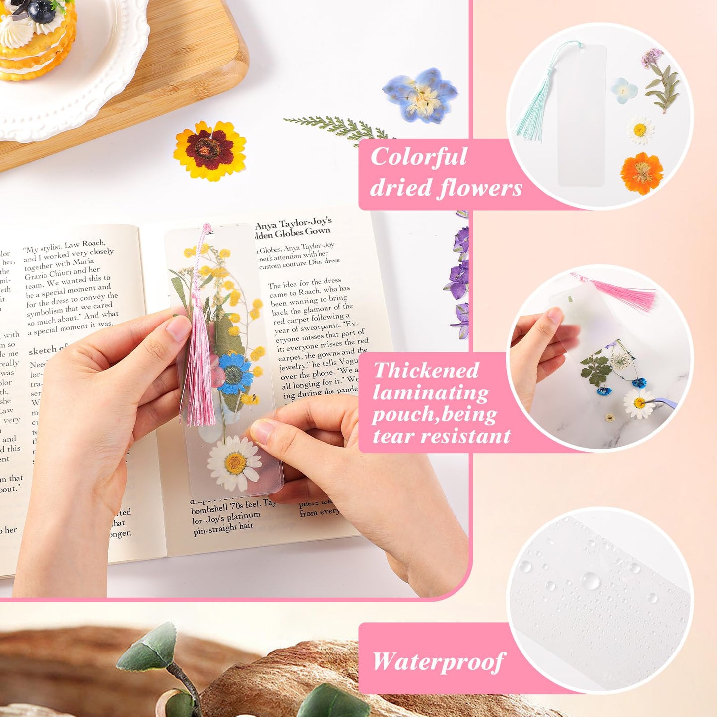 326Pcs Pressed Flower Bookmark Making Kit, DIY Bookmark Kit for Book Lover