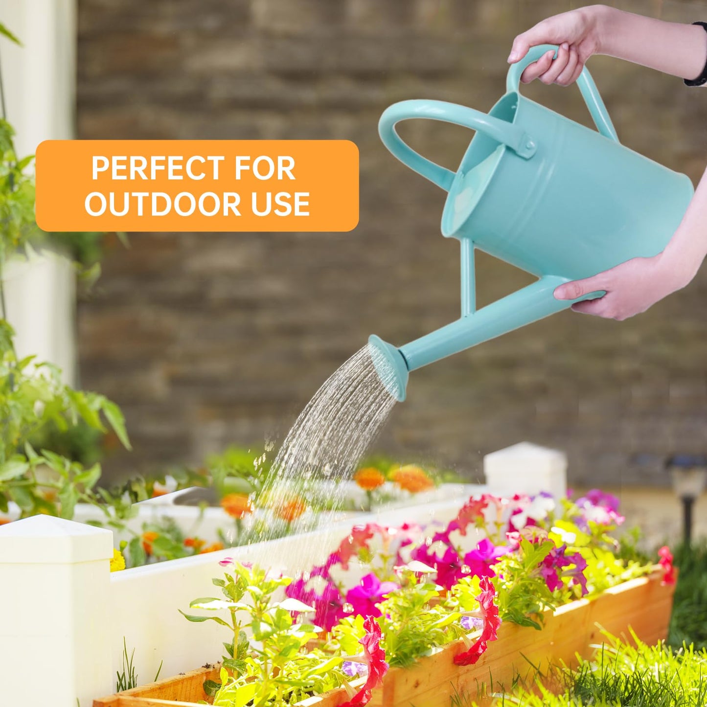 Lechloris Metal Watering Can for Outdoor Plants, 1 Gallon Galvanized Steel Watering Can with Removable spout for Outdoor & Indoor Use, Perfect for Garden Flower, Houseplants, Mint