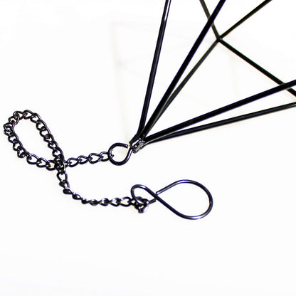 ZOOELAY Air Plants Hanging Holders Indoor Small Metal Airplants Rack Hanger Himmeli Geometric Planter Tillandsia Air Ferns Display with Chains 6 Pcs Black Diamond Shape …