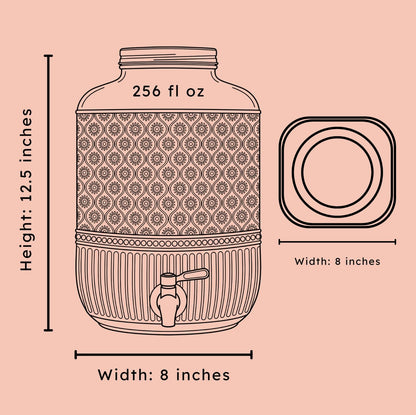Godinger Drink Dispenser 2 Gallon, Large Glass Water Dispenser - (256oz) Blush