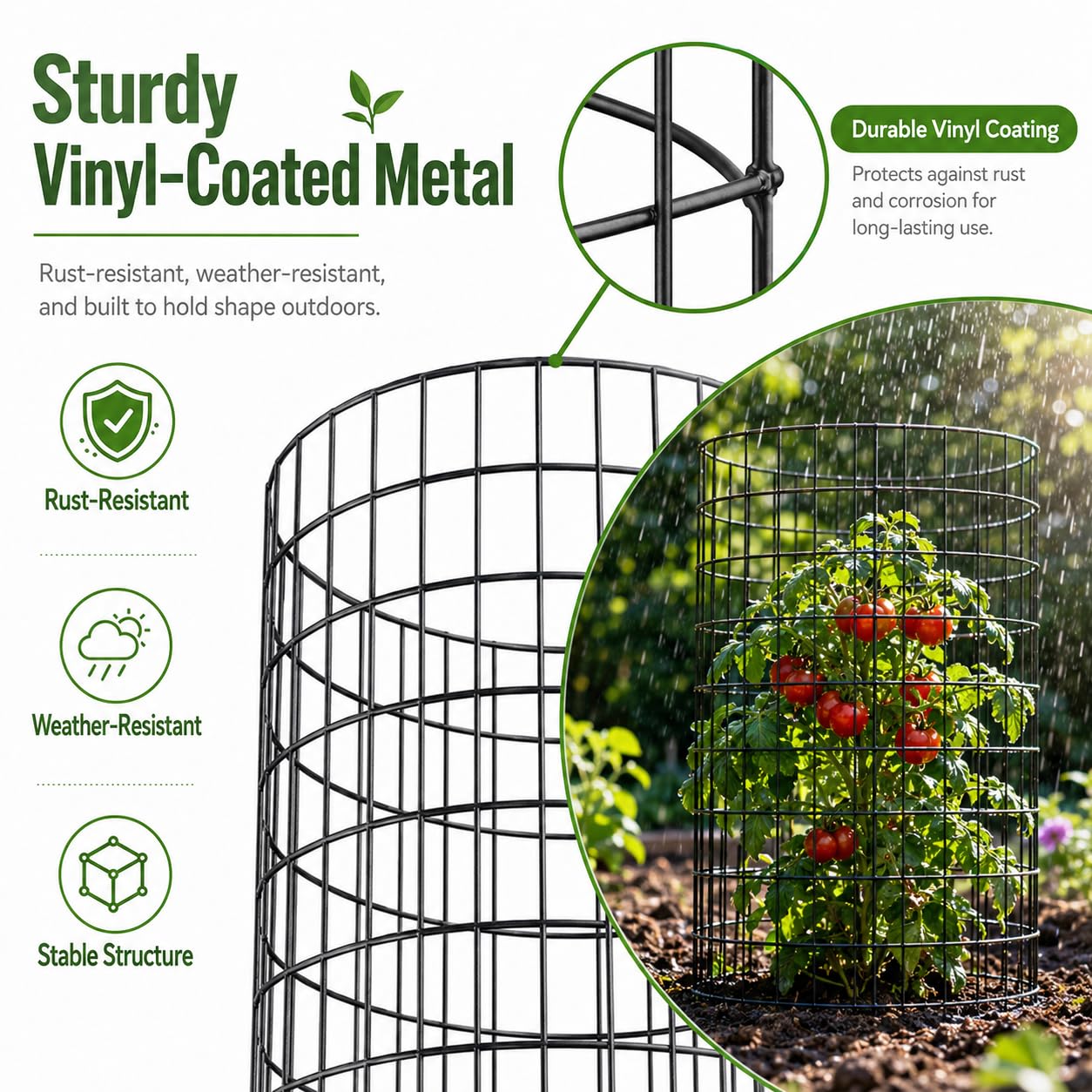 30Pcs Plant Protector from Animals, 10 Pack Metal Wire Plant Cages for Garden, 13" H x 16" D Plant Protection Cage with Ground Stakes for Tomatoes, Vegetables, Flowers Rabbit & Squirrel Barrier