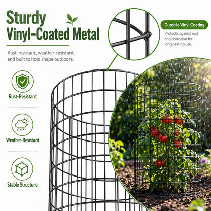 30Pcs Plant Protector from Animals, 10 Pack Metal Wire Plant Cages for Garden, 13" H x 16" D Plant Protection Cage with Ground Stakes for Tomatoes, Vegetables, Flowers Rabbit & Squirrel Barrier