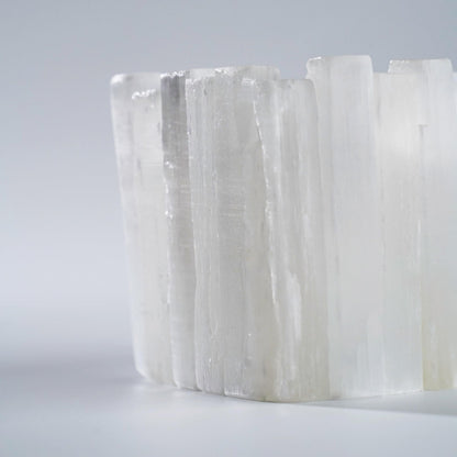 Natural Selenite Candle Holder for Tea Lights Irregularly Arranged Selenite Wand Candlesticks - Elegant Home Decor (Square Candle Holder)