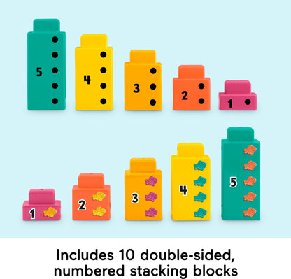 Fisher-Price Preschool Learning Toy Adding Alligator Counting Activity with 10 Stacking Blocks for Kids Ages 3+ Years