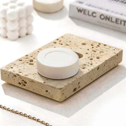 Natural Marble Soap Dish for Shower Stone Tray Small Bar Soap Holder with Self Draining | Non-Slip, Luxury Bath Room Accessories, Sponge Dish Scrubbers Tray for Kitchen Sink Counter Top (Travertine)