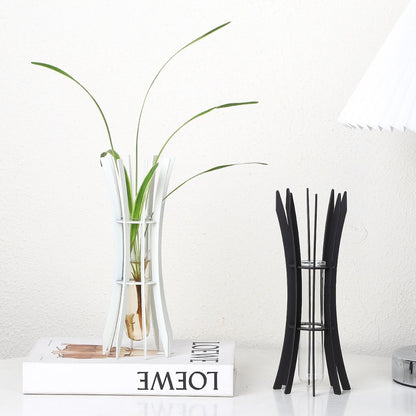 Gcljlmy Hydroponic Plant Glass Tube Flower Vase Desktop Decoration Sturdy Decorative for Plant Propagating Terrariums (White 8x8x24cm)