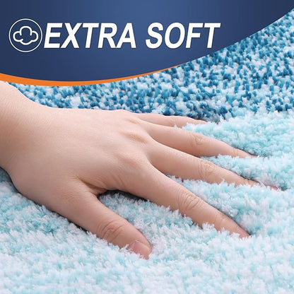 OLANLY Bathroom Runner Rugs Mat 59x24, Extra Soft Absorbent Microfiber Bath Rugs, Rubber Backing, Quick Dry, Washable Long Bath Mats for Bathroom, Tub and Shower, Home Decor Accessories, Peacock Blue