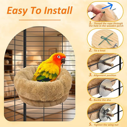 DBNESS Medium Bird Nest for Cage, Removable Plush Parrot Hammock Warm Resting Perch Platform for Budgies Cockatiel Conure Parakeet Hamster Washable Breeding Sleeping Lay Eggs Nesting