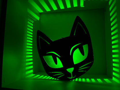 Halloween Black Cat Lights, Light Up Black Cat Sign Decoration, Battery Operated Hanging Night Lights for Halloween Party Bedroom Home Wall Tabletop Decor