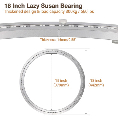 18 Inch Lazy Susan Bearing Aluminum Alloy Rotating Turntable, Non - Slip Mute Metal Bearing Swivel Plate Hardware for Dining and Workbench,660 Pounds Capacity