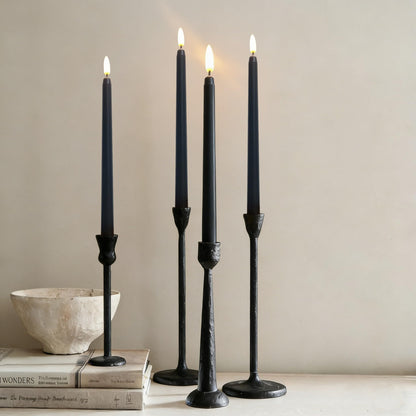 Ni-JASW Black Flameless Taper Candles with Remote, Flickering Battery LED Candlesticks Home Decor Set of 12
