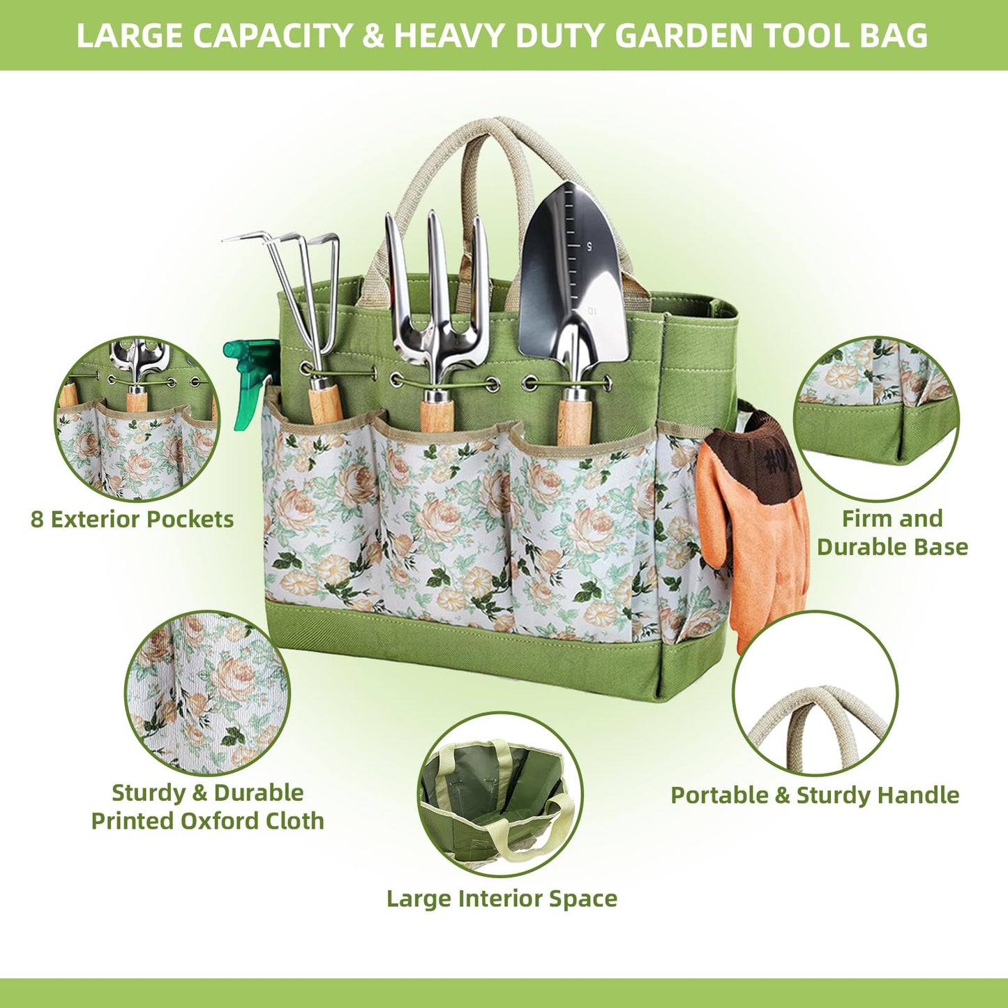 Gardening Tools 12-Piece, Durable Heavy Duty Garden Tool Set Stainless Steel, Garden Hand Tools with Tote Bag, Non Slip Handles, Gardening Ideal Gifts for Women and Men