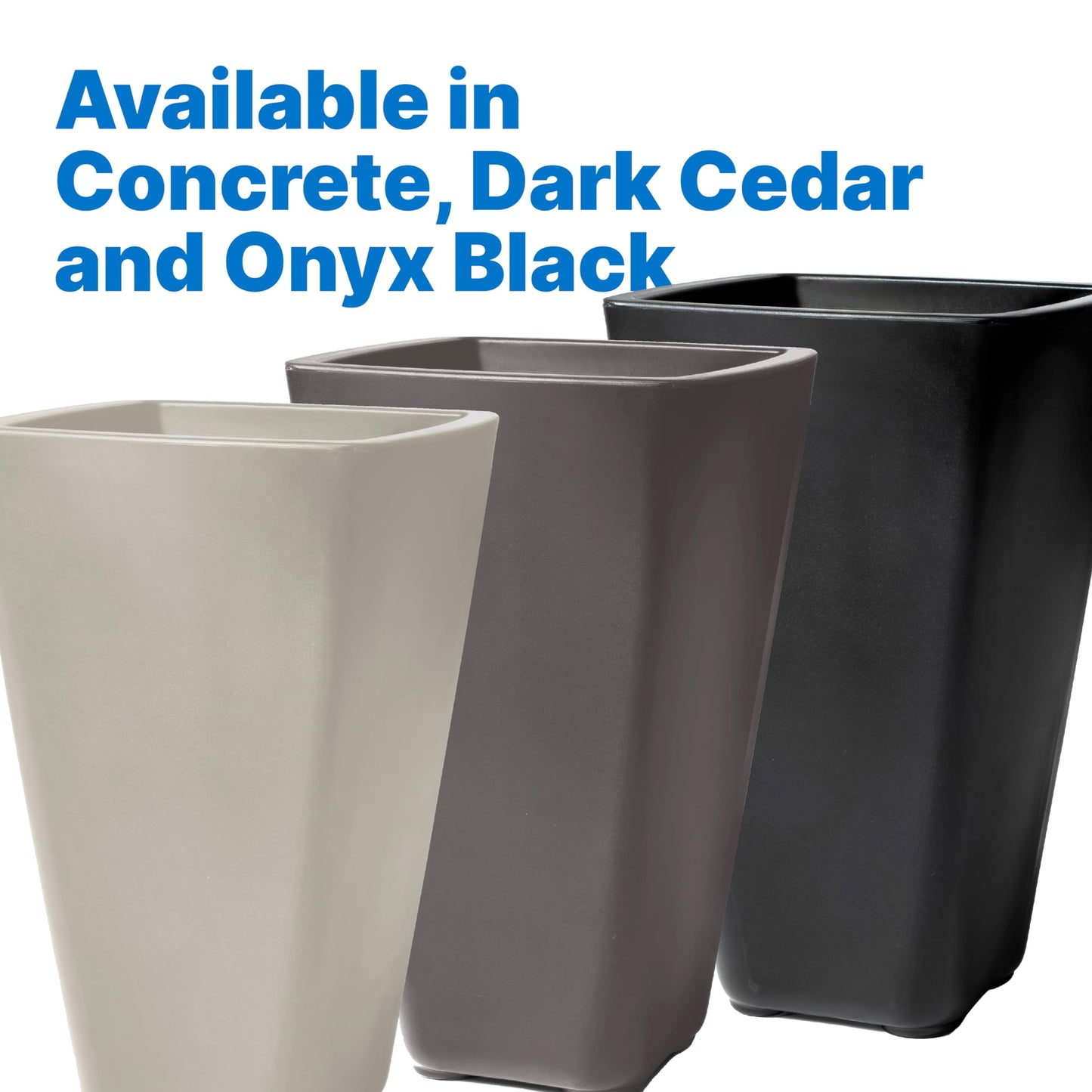 Step2 Bridgeview Tall Square Planter, Large Planters for Outdoor Plants, Gardening and Flower Pot for Patio or Porch, Efficient Drainage, Durable Plastic, Onyx Black, 2-Pack