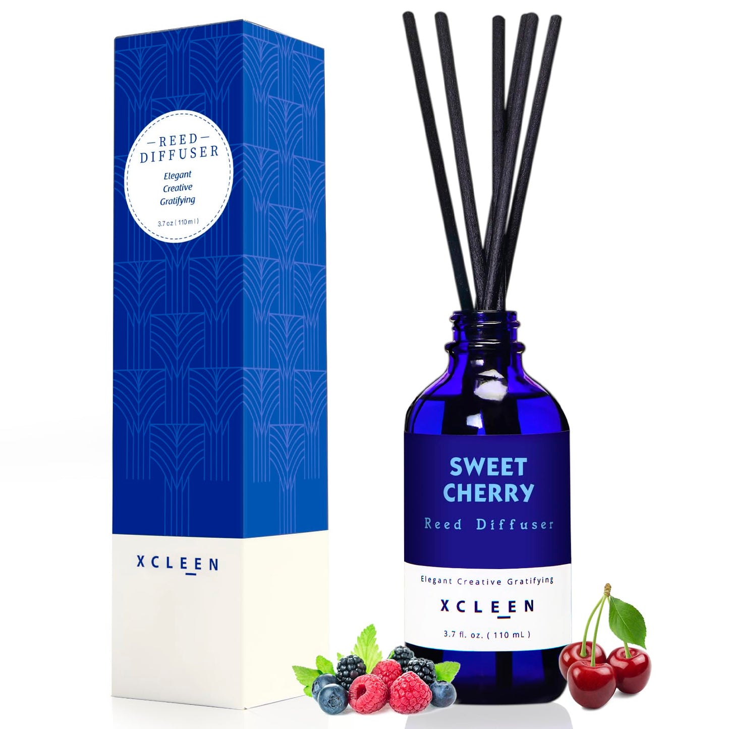 Reed Diffusers Set, 3.7 Oz Scent Diffuser, 6 Reed Diffuser Sticks, Home Fragrance Hyacinth, Peony & Citrus, Aromatherapy Oil Diffuser Reeds, More Masculine Scent, Bathroom & Office Decor 110ml