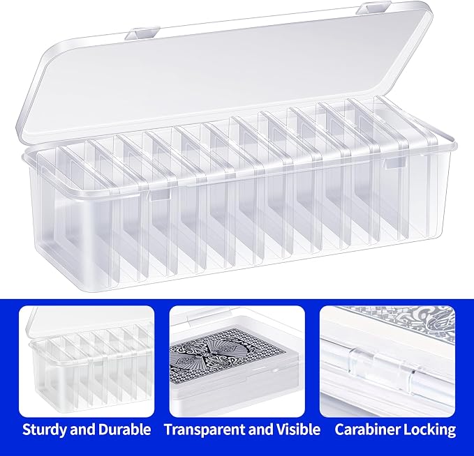 48 Pcs Playing Card Box, Clear Trading Card Storage Organizer 3.86 x 2.91 x 0.94 Inch Plastic Card Deck Case Snap Closed Holder Storage Organizer for Gaming Cards, Business Card Storage (48)