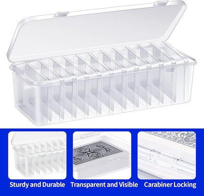 48 Pcs Playing Card Box, Clear Trading Card Storage Organizer 3.86 x 2.91 x 0.94 Inch Plastic Card Deck Case Snap Closed Holder Storage Organizer for Gaming Cards, Business Card Storage (48)