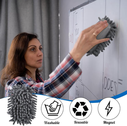 Sherr 18 Pcs Microfiber Shag Magnetic Dry Erase Erasers Washable School Whiteboard Eraser Bulk Colorful White Board Eraser for Chalk Markers Home Classroom Office (Gray)